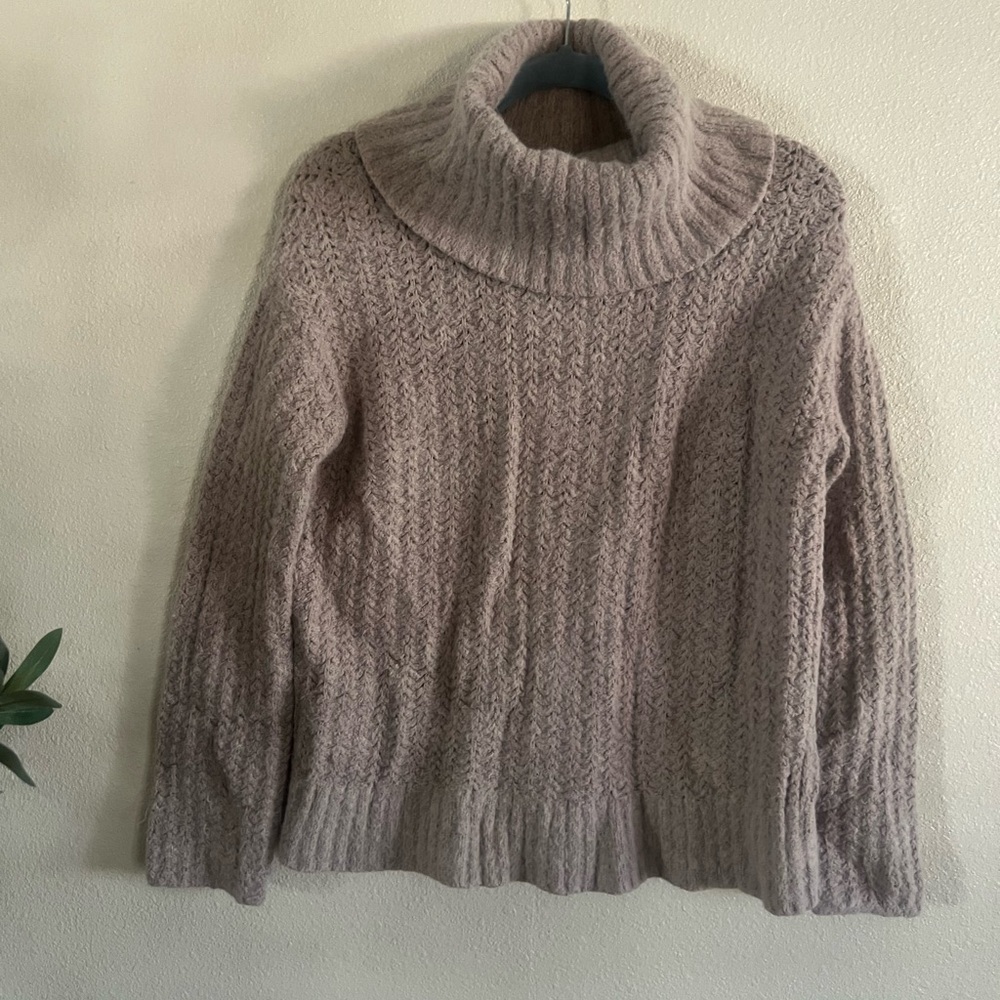 Maeve Heathered Cowl Neck Sweater in Beige